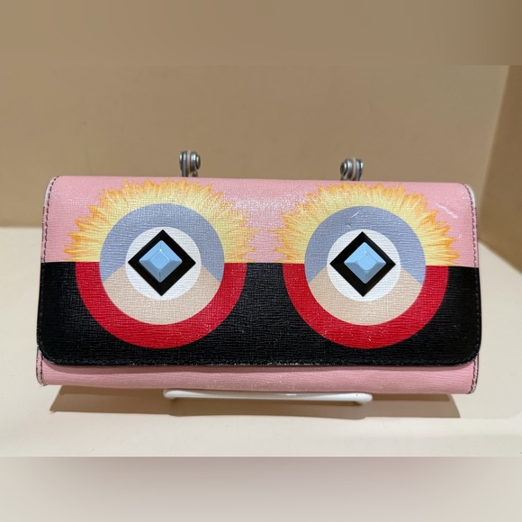Fendi Vitello Century Hypnoteyes Leather Continental Wallet - Picture 1 of 16